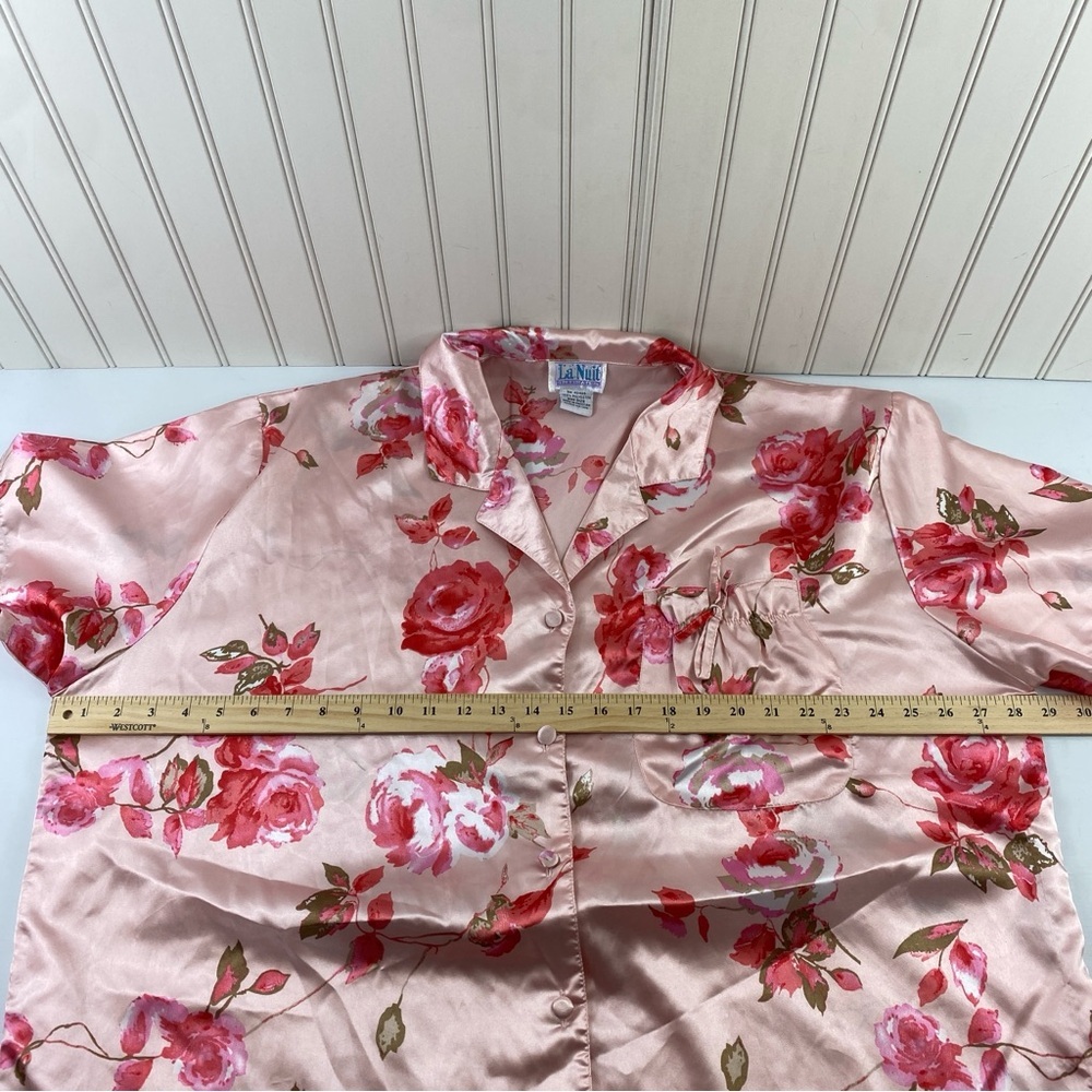 Vintage Pink Floral Satin Kimono Robe Nightshirt Pajama‎ One Size - Picture 6 of 11
